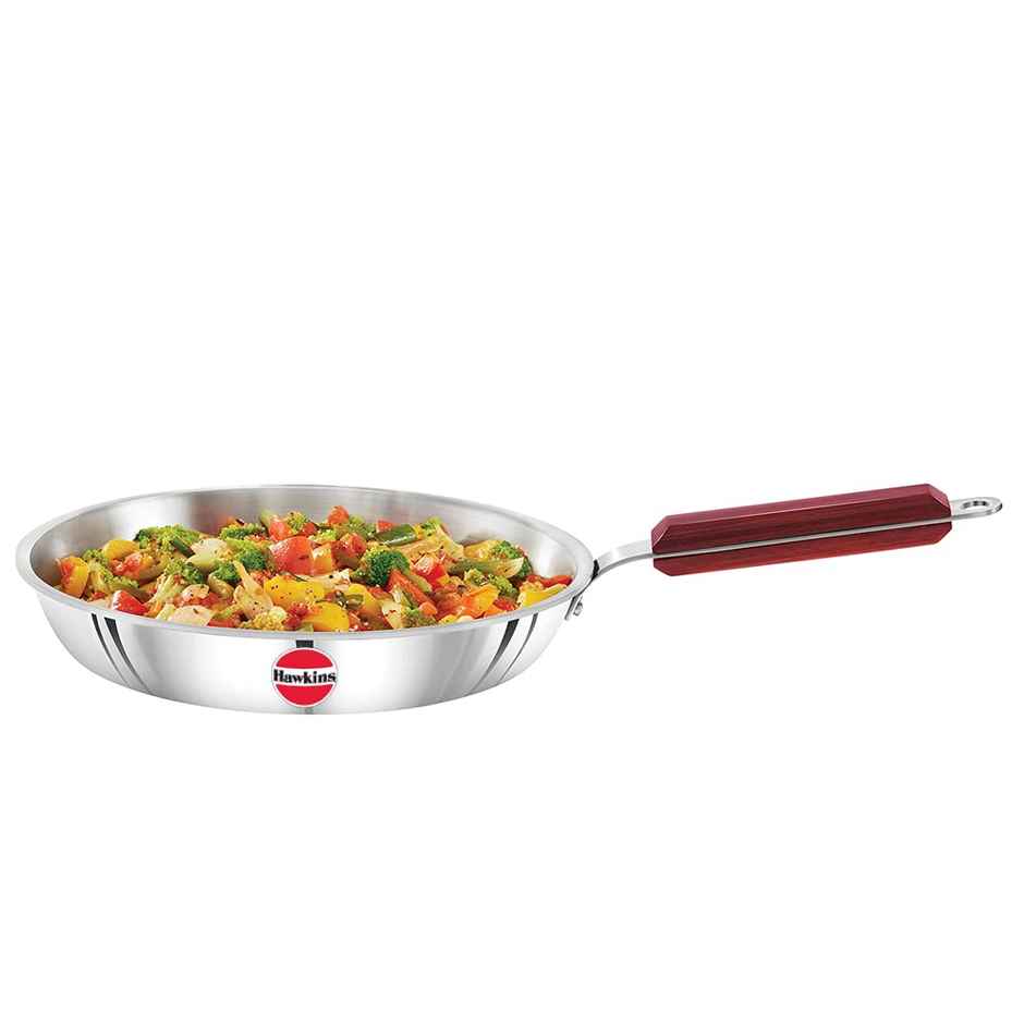 Hawkins 24 Cm Frying Pan, Triply Stainless Steel Fry Pan, Induction Frying Pan, Silver (Ssf24)