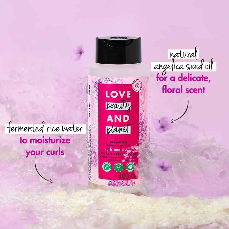 Love Beauty And Planet Rice Water & Angelica Seed Oil Silicone Free Shampoo For Curly & Wavy Hair-