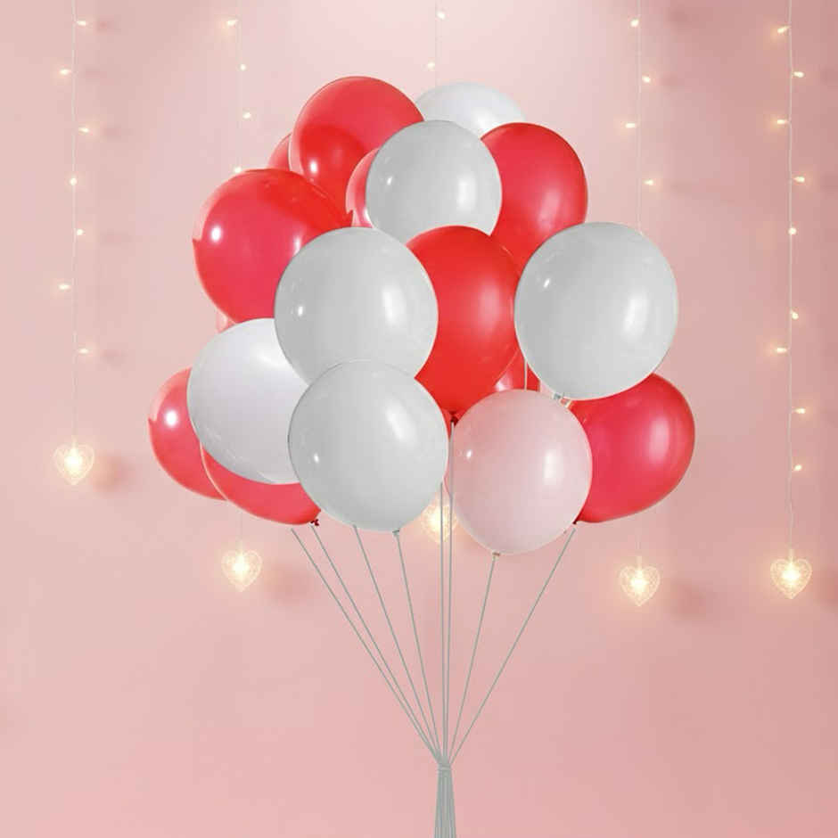 Premium Metallic Latex Balloons Red and White Decoration | Hemito