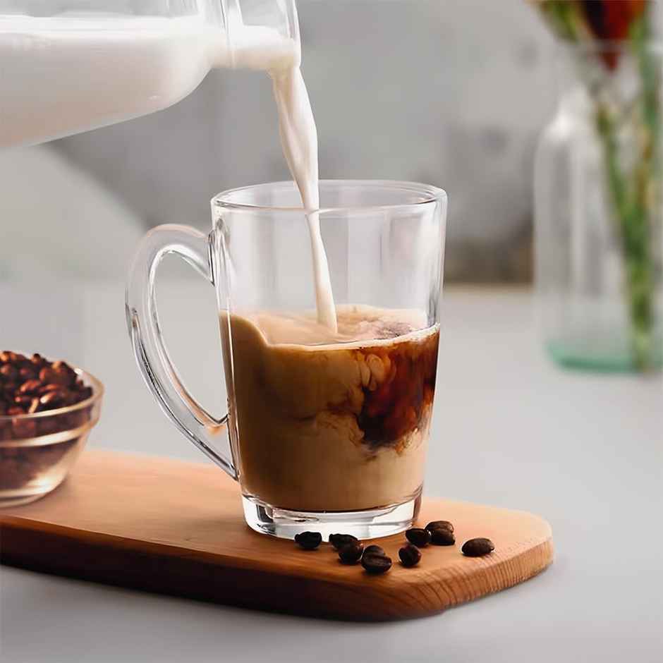 Borosil Serene 195 ml Tea/Coffee Mug Set of 6 Pc, Borosilicate Tuff Glass