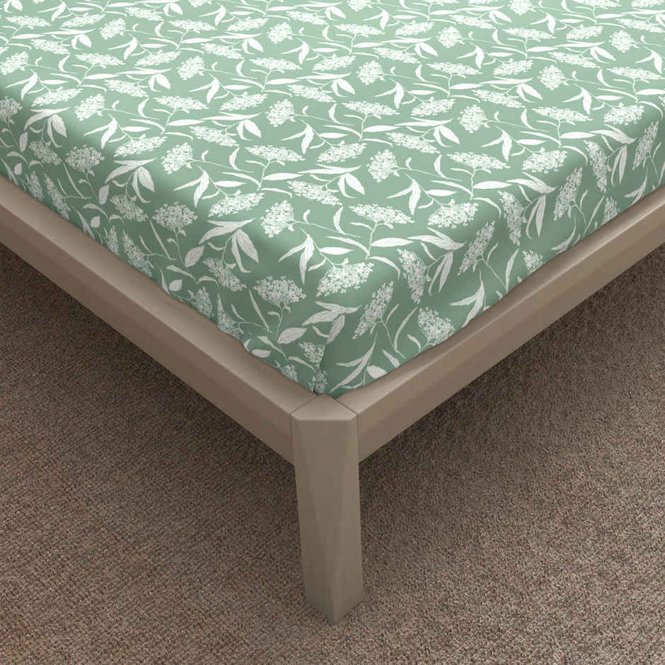 Wakefit 100% Cotton 144 TC Fitted King Leafy Bedsheet With 2 Pillow Cover | Hester | 78 x 72 in