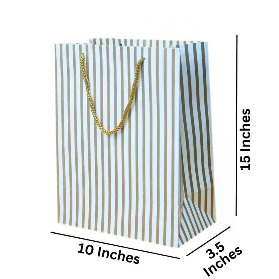 SE7EN Lines Design Gifting Paper Bag | Golden - L