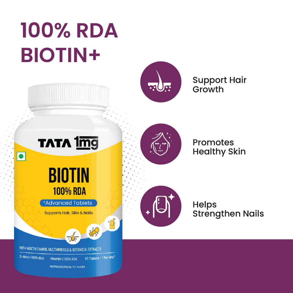 Tata 1mg Biotin 60 Tablets