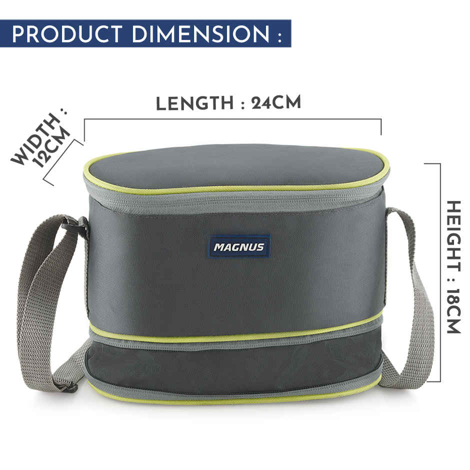 Magnus Olive 4 Lunchbox With Leak-Proof Steel Containers for School with Insulated Bag | 1730 ml