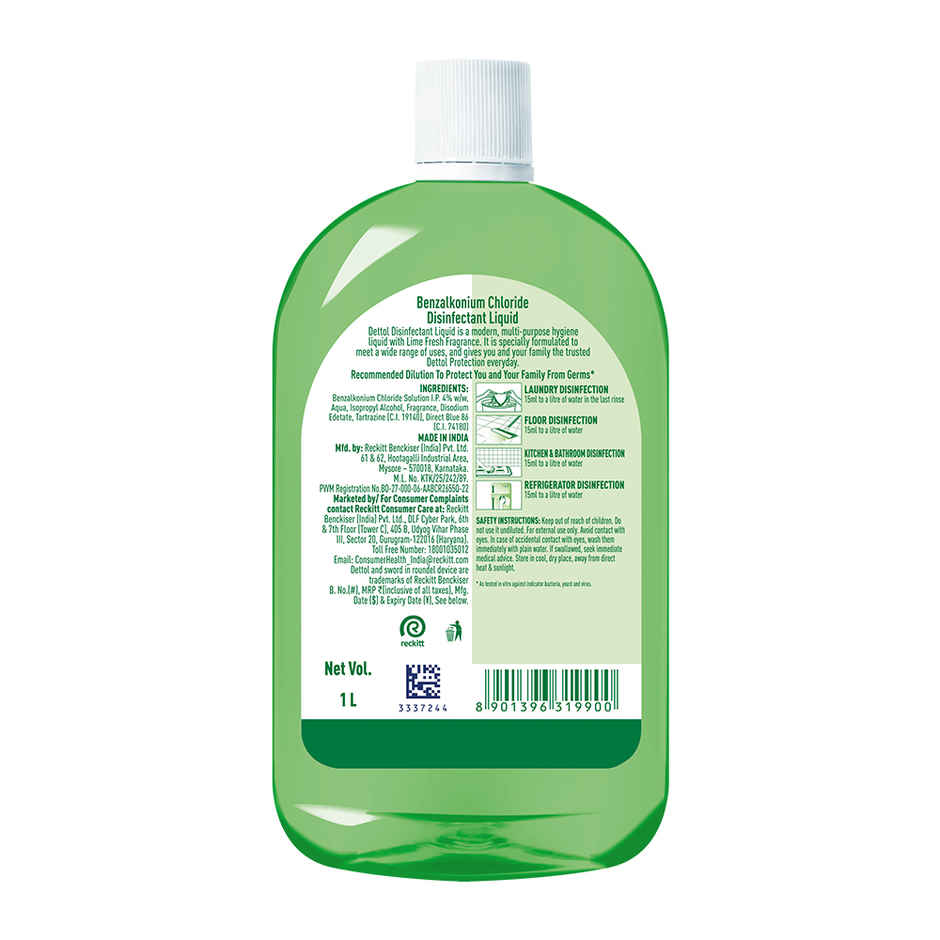 Dettol Liquid Disinfectant for Floor Cleaner, Surface Disinfection (Lime Fresh)