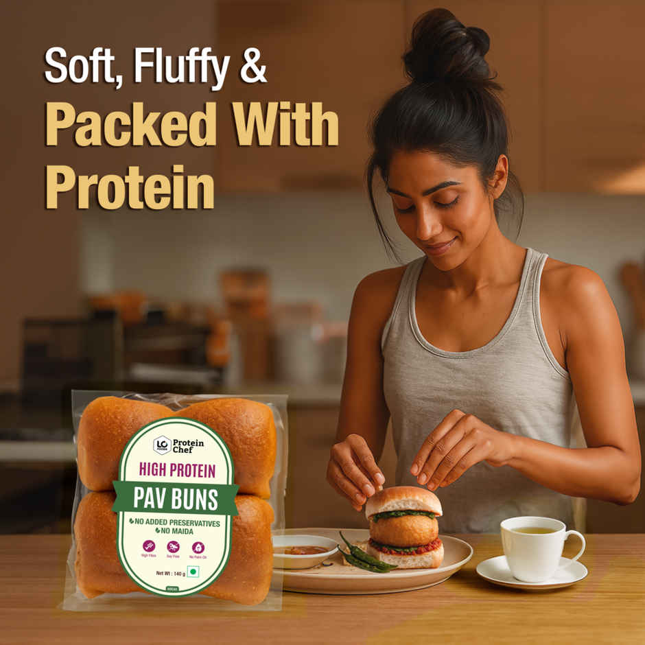 Protein Chef High Protein Pav Bun (Zero Maida, Multigrain) - Made with MP Sharbati Wheat