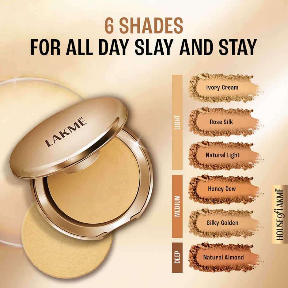Lakme Powerplay Priming Powder Foundation, 3-in-1, Lasting Matte, Dry/Oily Skin, Natural Light