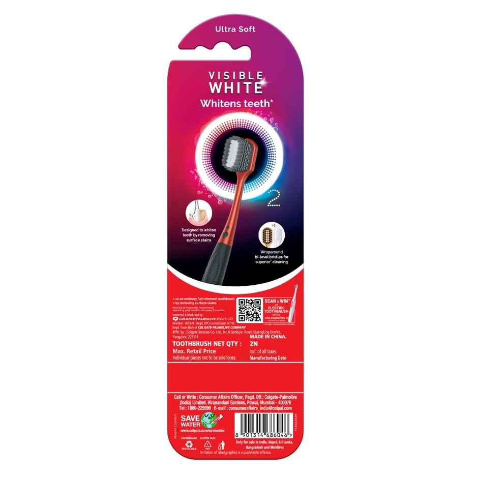 Colgate Visible White O2 Toothbrush & Colgate Visible White Toothpaste, Teeth Whitening ,Combo