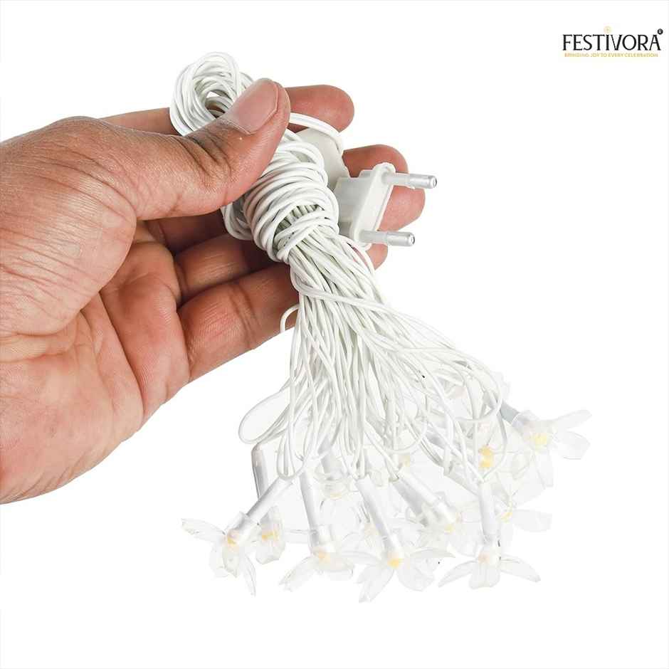 Festivora Silicon flower Warm White LED String lights | 14 LEDs | Festival & Room Decoration