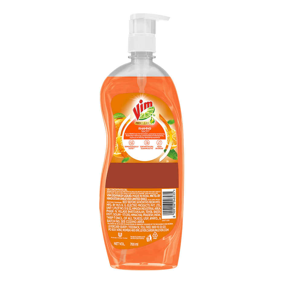 Vim Proclean 100% Plant-Based Actives Tangerine Freshness Dishwash Liquid