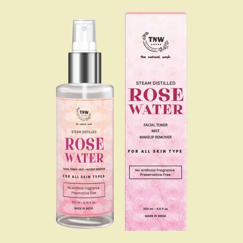 TNW The Natural Wash 100% Steam Distilled Rose Water Face Toner Spray, Make Up Remover & Hydration