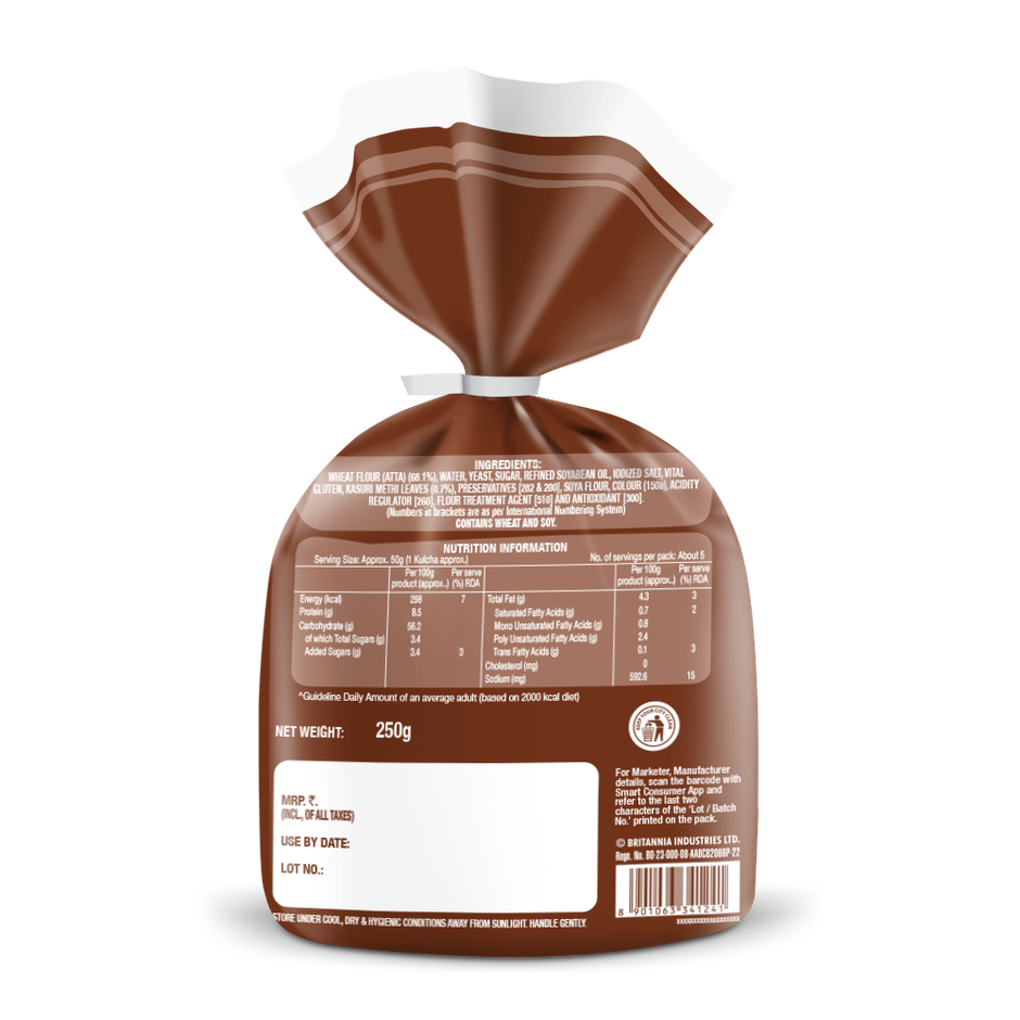 Britannia Atta Kulcha Bread (5 pcs) Combo