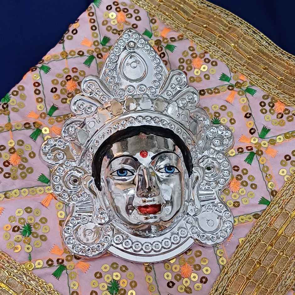 Plastic Durga Face Mukut Idol | Silver | One Size | Gullak