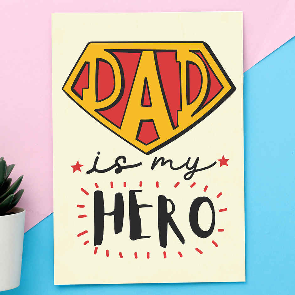 Parker Classic Stainless Steel Gold Trim Ball Pen| Ink Color - Blue | Corporate Gift (1pc) & Oye Happy Dad Is My Hero Card (1pc) Combo