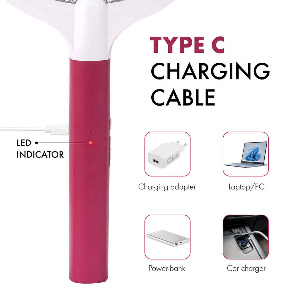 Killato Weird Wolf Heavy Duty Rechargeable Mosquito Racket Bat | Maroon