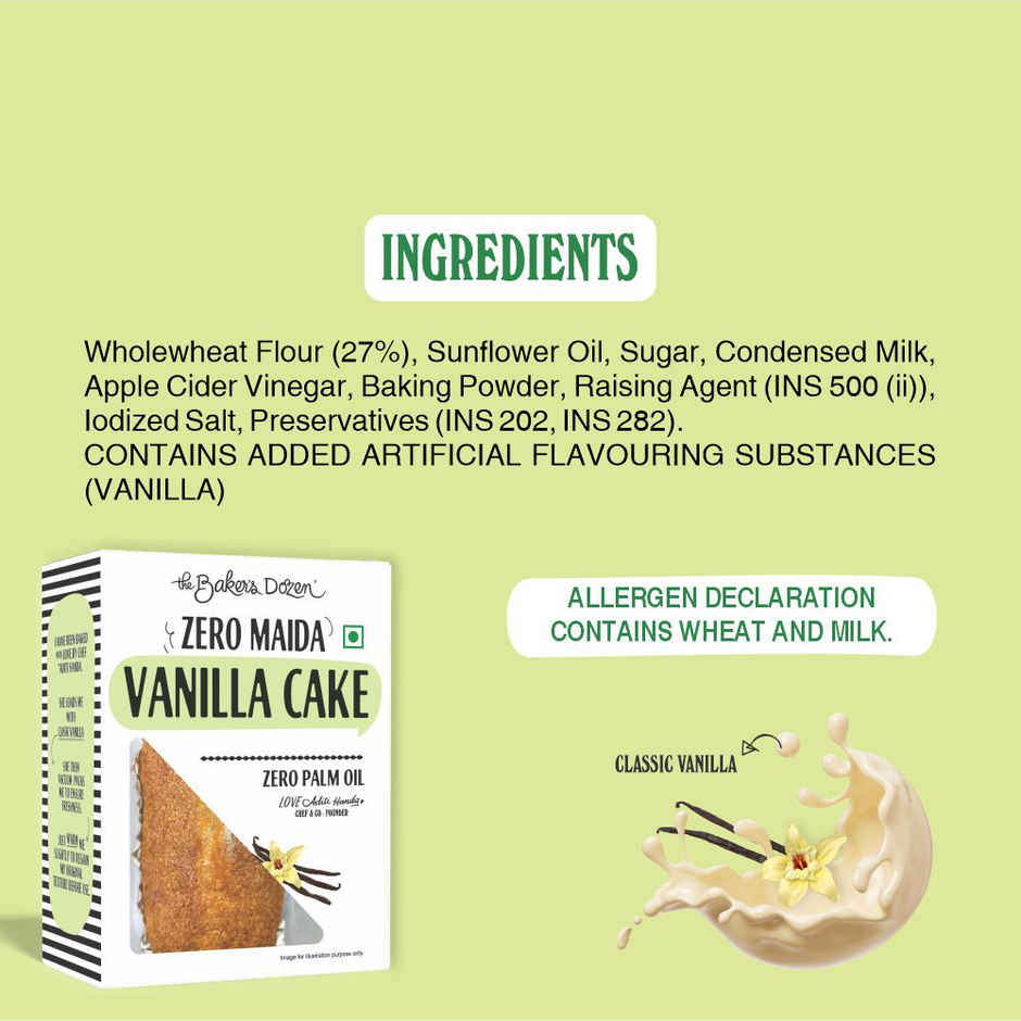 The Baker's Dozen Vanilla Cake | Veg Eggless cake | Tea Cake | Zero Palm Oil | Zero Trans Fat
