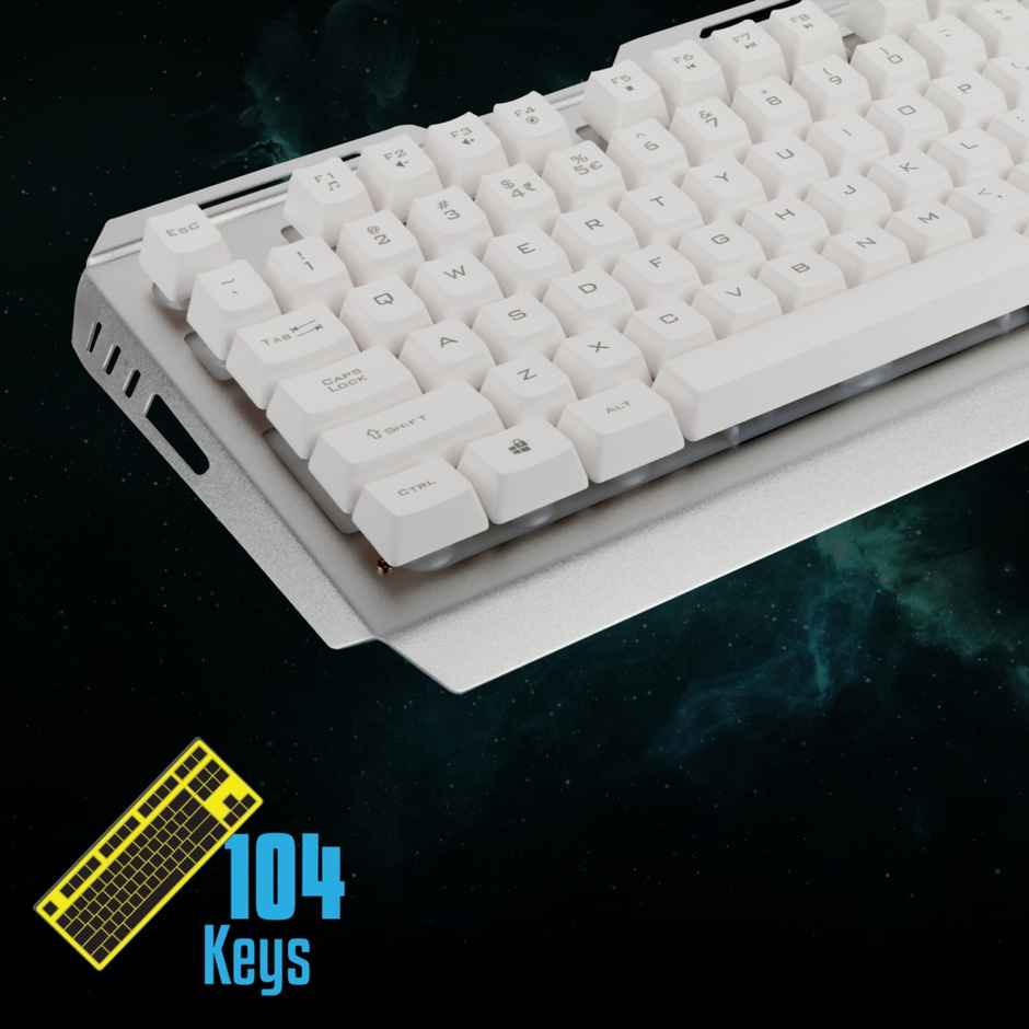 ZEBRONICS Transformer USB Gaming Keyboard & Mouse Combo,Braided Cable,Durable Al Body,Multimedia Keys & Gaming Mouse with 6 Buttons,Multi-Color LED Lights,High-Resolution Sensor with 3200 DPI - White