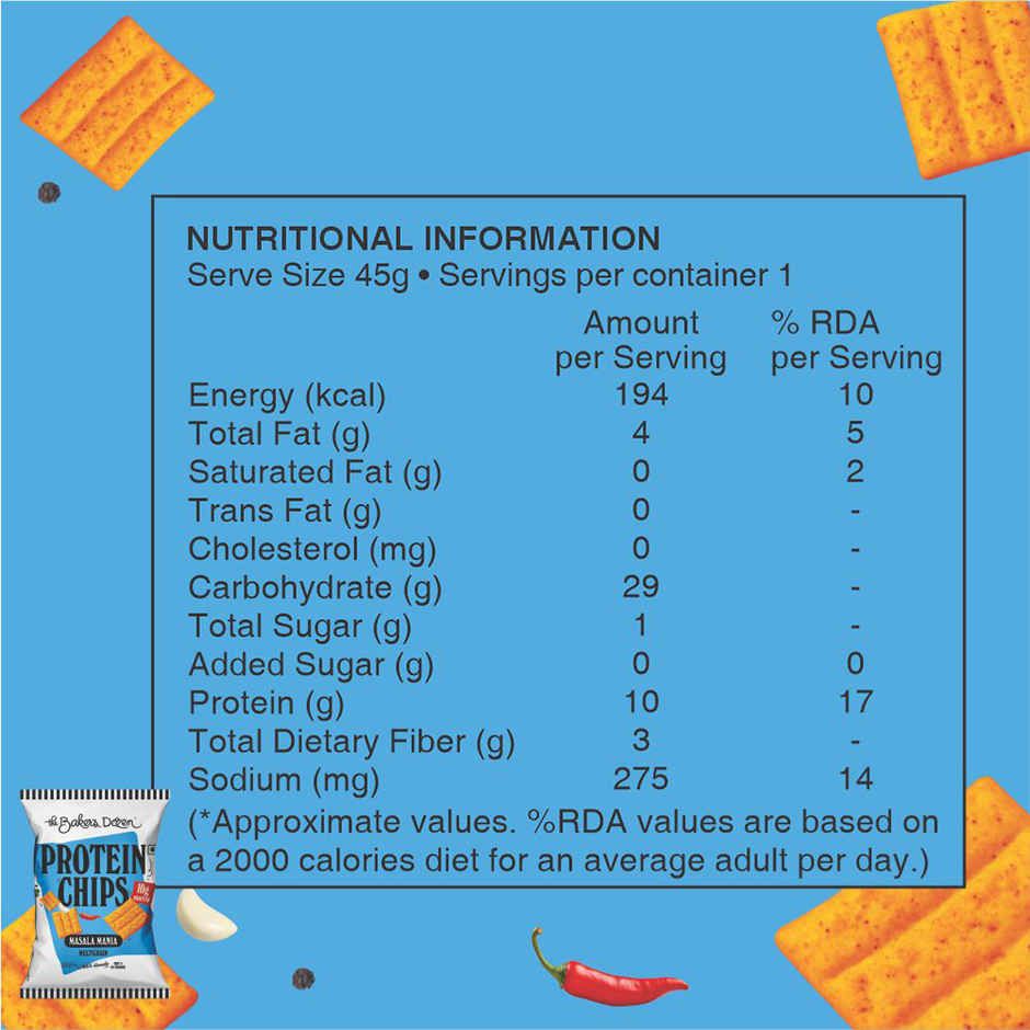 The Baker's Dozen Protein Chips - Masala Mania