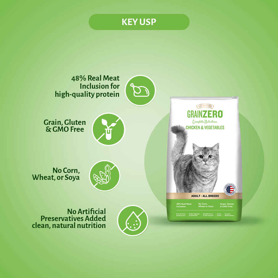 Grain Zero Chicken and Veg, Adult Dry Cat Food 1.2 kg + Free Cat Creamy Treat 75 g