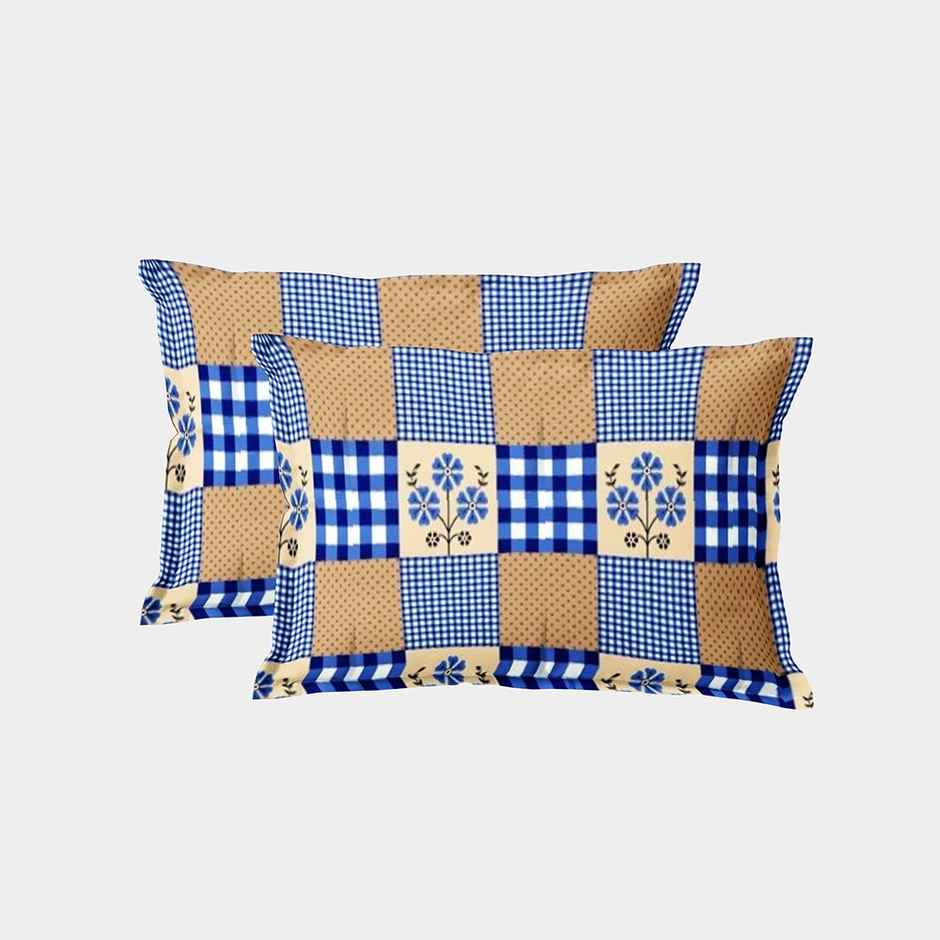 Capsicum Glaze Cotton 95 GSM Double Bedsheet with 2 Pillow Cover - Blue