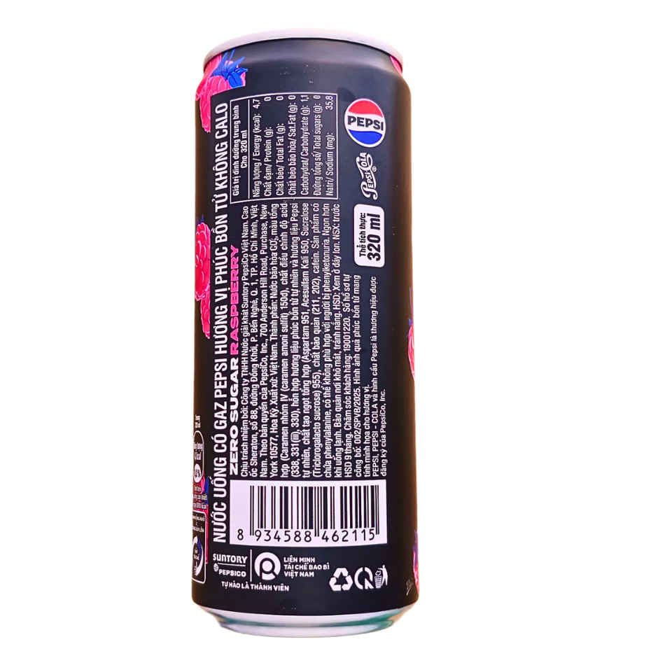 Pepsi Vietnam Raspberry Zero Sugar | Soft Drink
