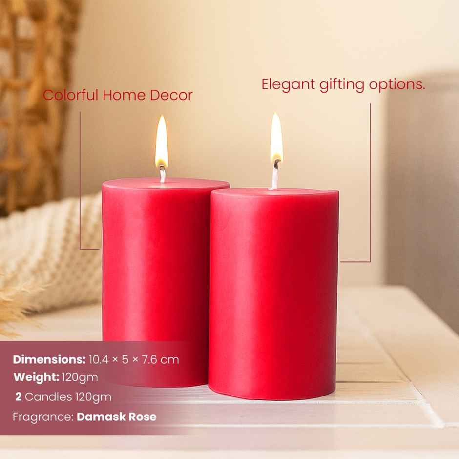 Mars Cosmetics Matte Lipsticks Box | 01 Reds & Maroons (9.6g) & Iris Damask Rose Scented Pillar Candle | Home Decor (1pc) Combo