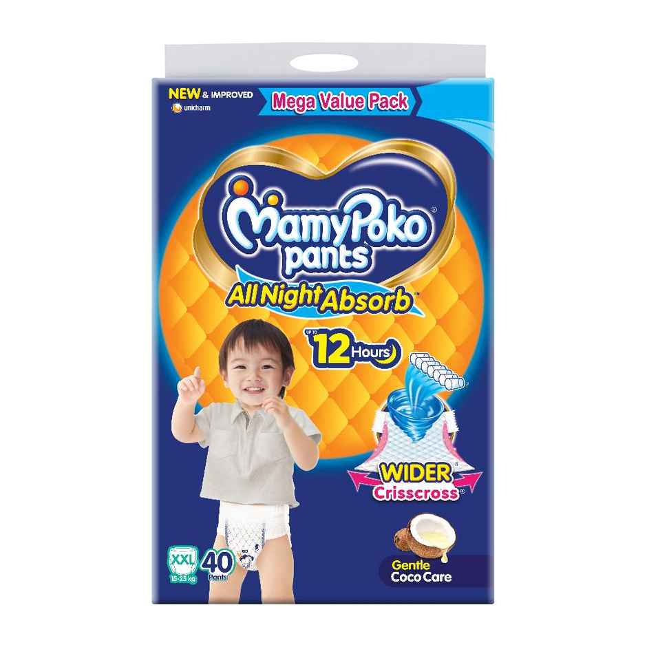 Mamypoko Pants All Night Absorb Pant-Style Baby Diapers | 2XL (15-25 kg)