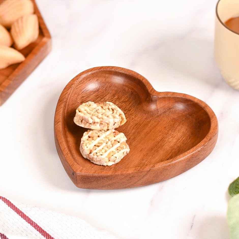 Nestasia Acacia Wood Heart Dessert Plate | 6 in