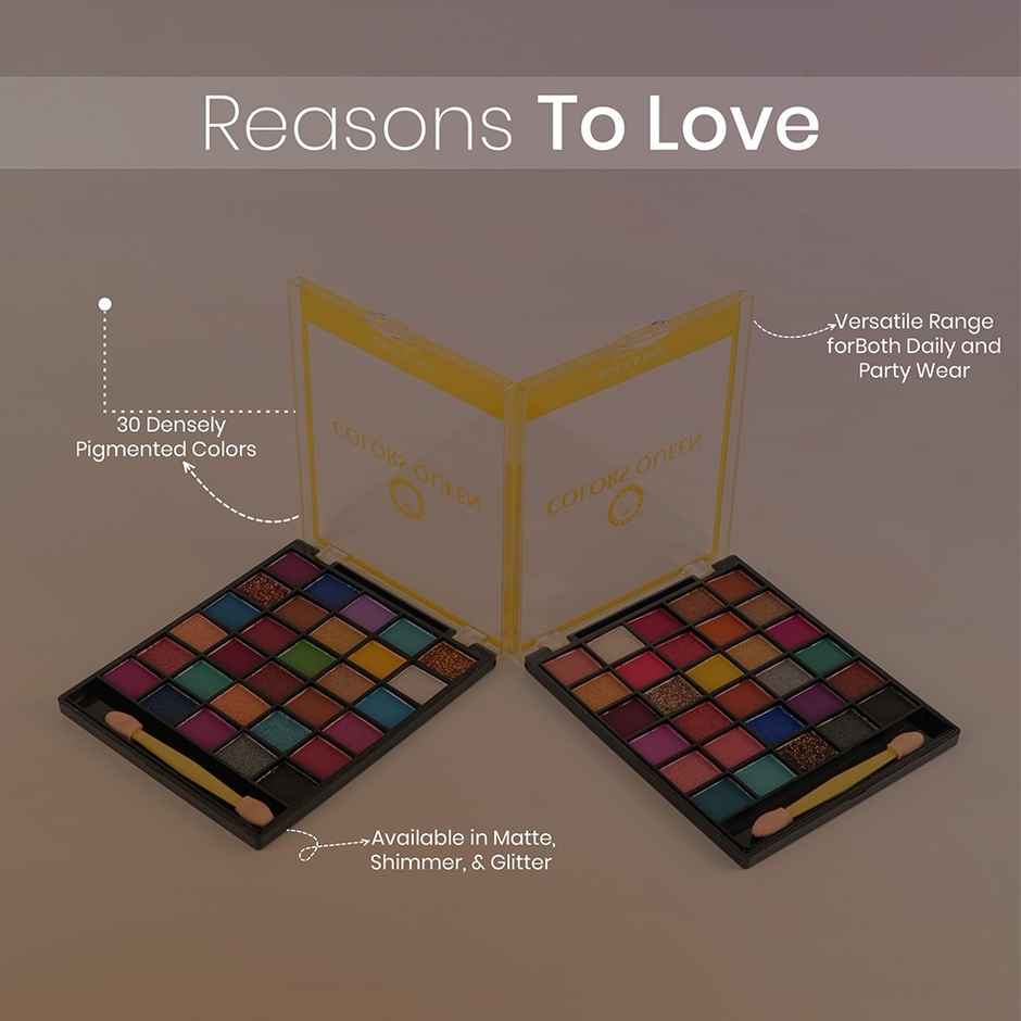 Colors Queen Quick & Easy Eyeshadow Palette | 30 Multi | with Brush | Multicolor | 01