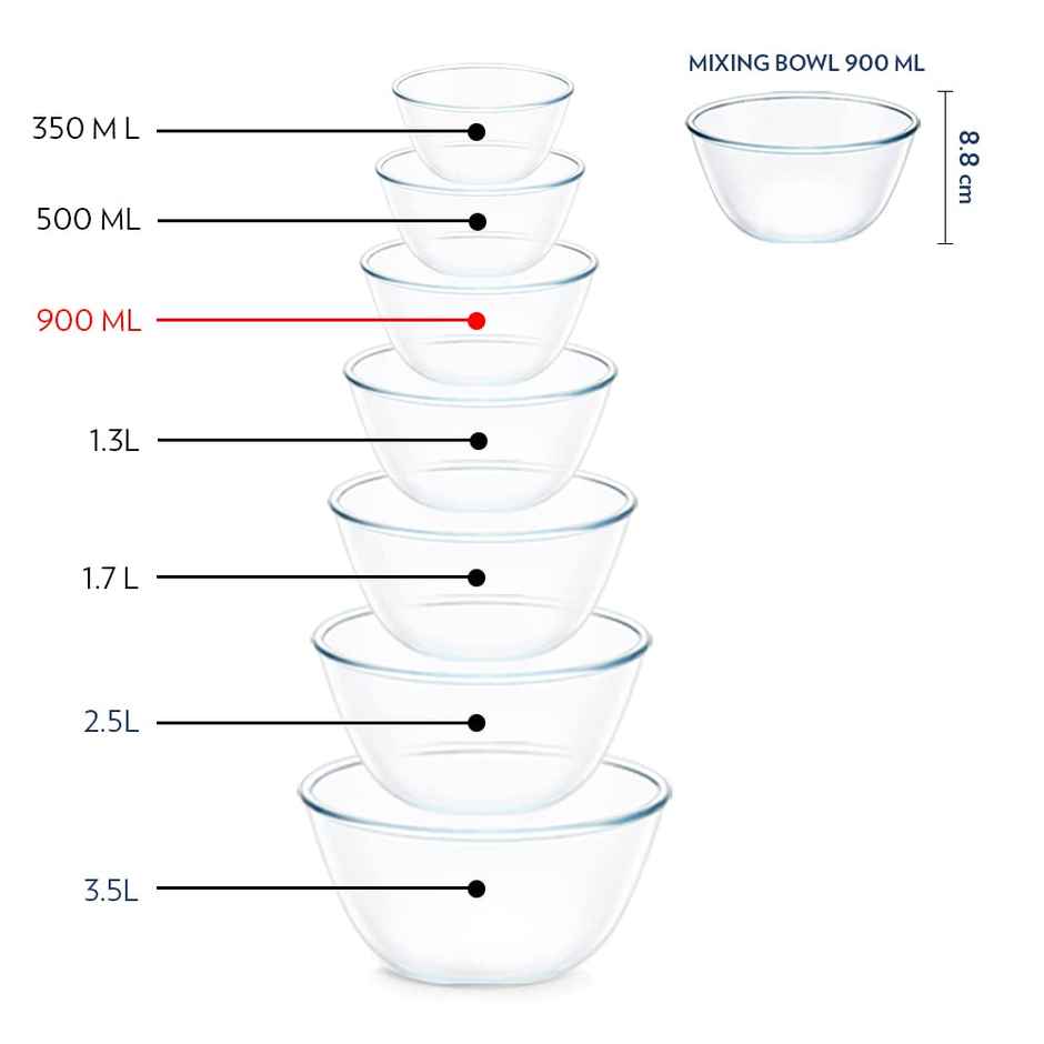 Borosil 900 ml Serving & Mixing Bowl with Lid, Borosilicate Glass Multipurpose Bowl