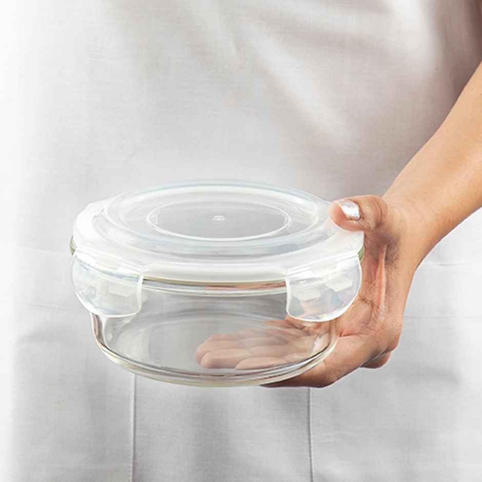 Borosil Klip N Store Storage Container With Airtight Lid (620 ml) | Borosilicate Glass