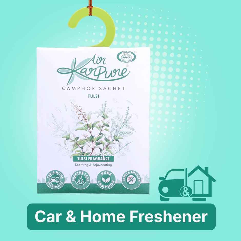Tulsi Camphor Sachet by Air Karpure | Car, Bathroom, Wardrobe & Room Freshener |From House of Cycle