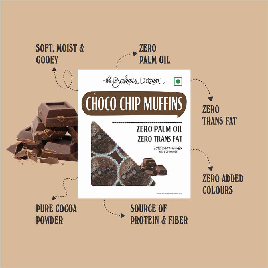 The Baker's Dozen Chocochip Muffin | Veg/Eggless Cake | Chocolate Cake | Cup Cake | Choco Muffin