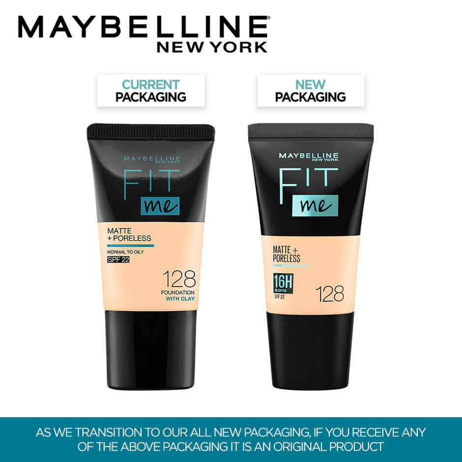 Maybelline New York Fit Me Matte+Poreless Liquid Foundation Tube 128 Warm Nude