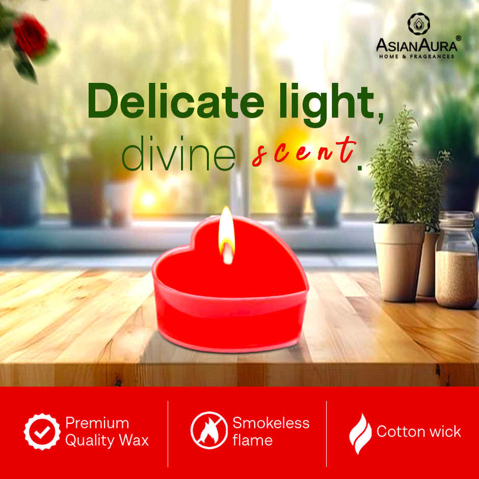 Asian Aura Velvet Rose Heart Shaped Candle