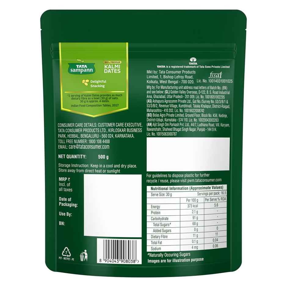 Tata Sampann Premium Kalmi Dates Rich In Fibre Naturally Sweet Naturally Low-Fat Food