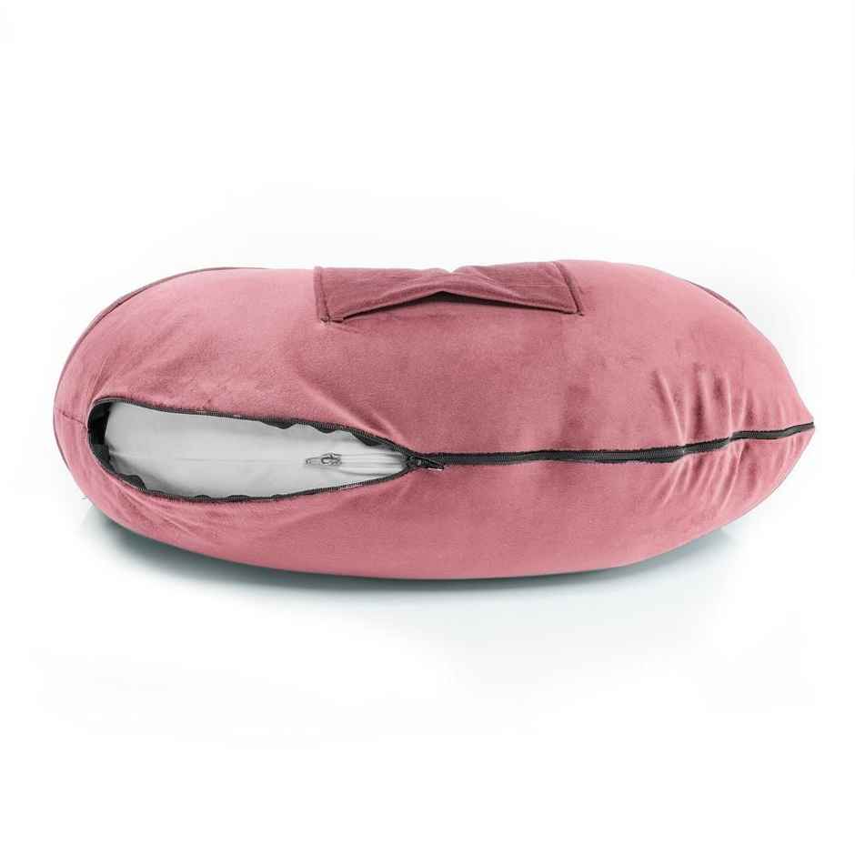 Nursing Pillow For Feeding & Baby Care | Super Soft & Machine Washable Velvet Cover | Pink