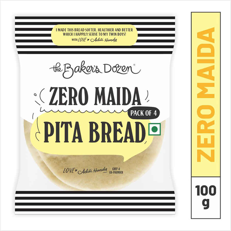 The Baker's Dozen Zero Maida Pita Bread |Whole wheat|Made with Gut Friendly Sourdough|Zero Palm Oil