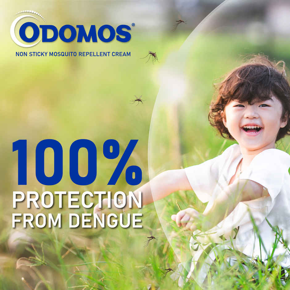 Odomos Non-Sticky Mosquito Repellent Cream With Vitamin E & Almond