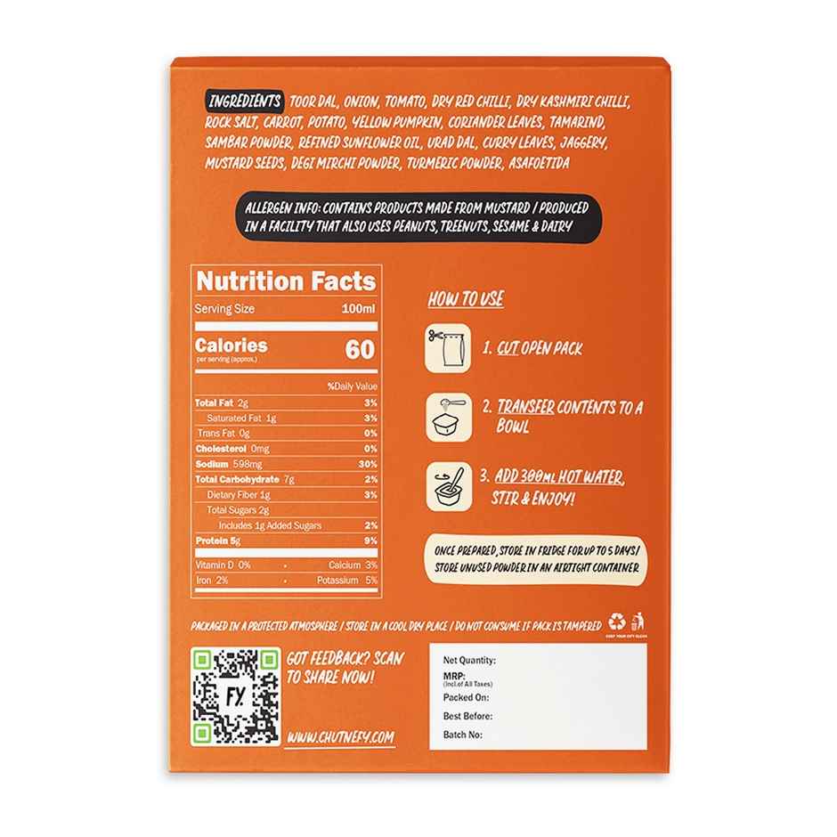 Chutnefy Hotel Sambar - Ready-To-Eat Value Pack | 0% Additive-Colours-Preservatives