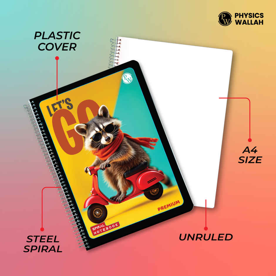 400 Pages A4 Unruled Spiral Notebook | Strong Plastic Spiral Cover