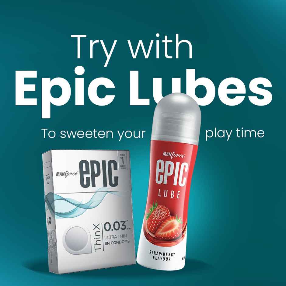 Manforce Epic Thinx Ultra Thin Condoms (10pc) & Manforce Epic Lube - Aloe-Vera & Litchi (60ml) Combo 