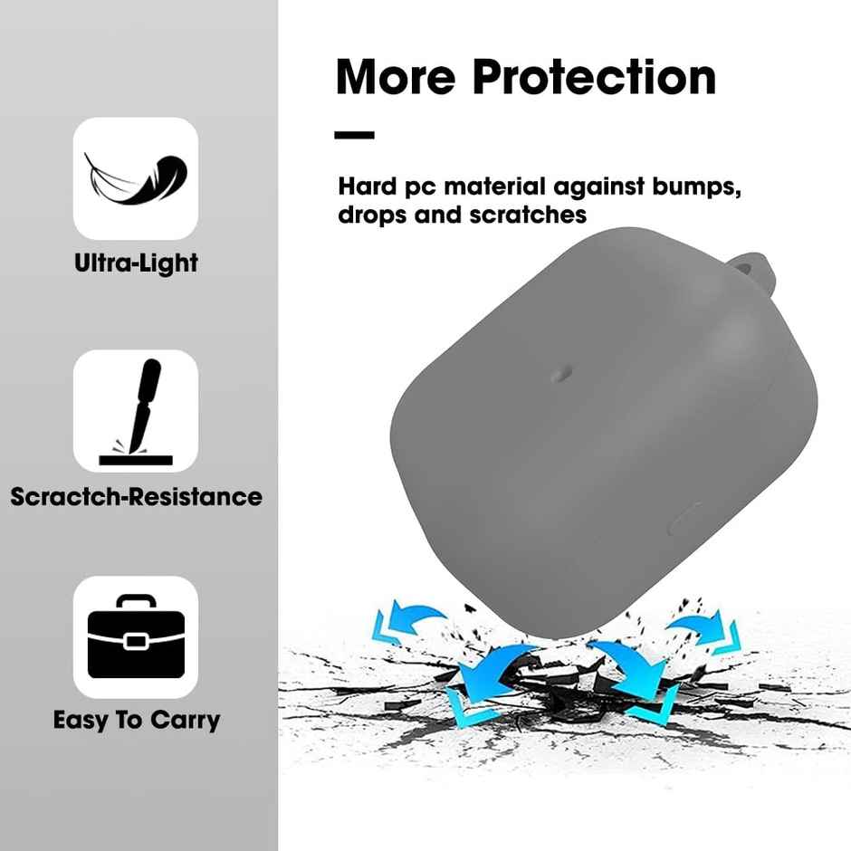 Sounce Earphone Case Cover Compatible for Realme Air Buds 3s,Soft Silicone Skin Case Cover Shock-Absorbing Protective Case with Keychain-Grey