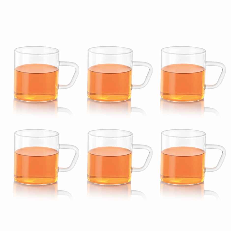 Borosil Vision Tea N Coffee Classic Mug Set | 190 ml | Borosillicate Glass | Microwave Safe