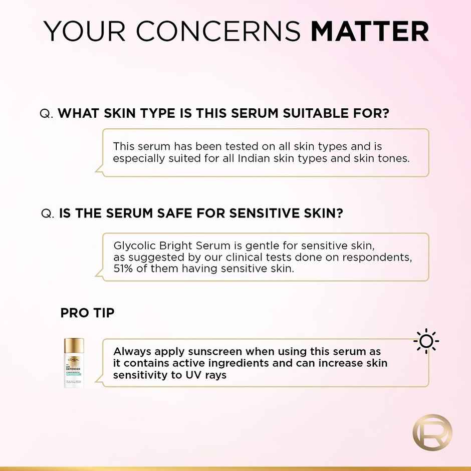 L'Oreal Paris Glycolic Bright 8% Melasyl + Niacinamide Face Serum for Brightening Dark Spots