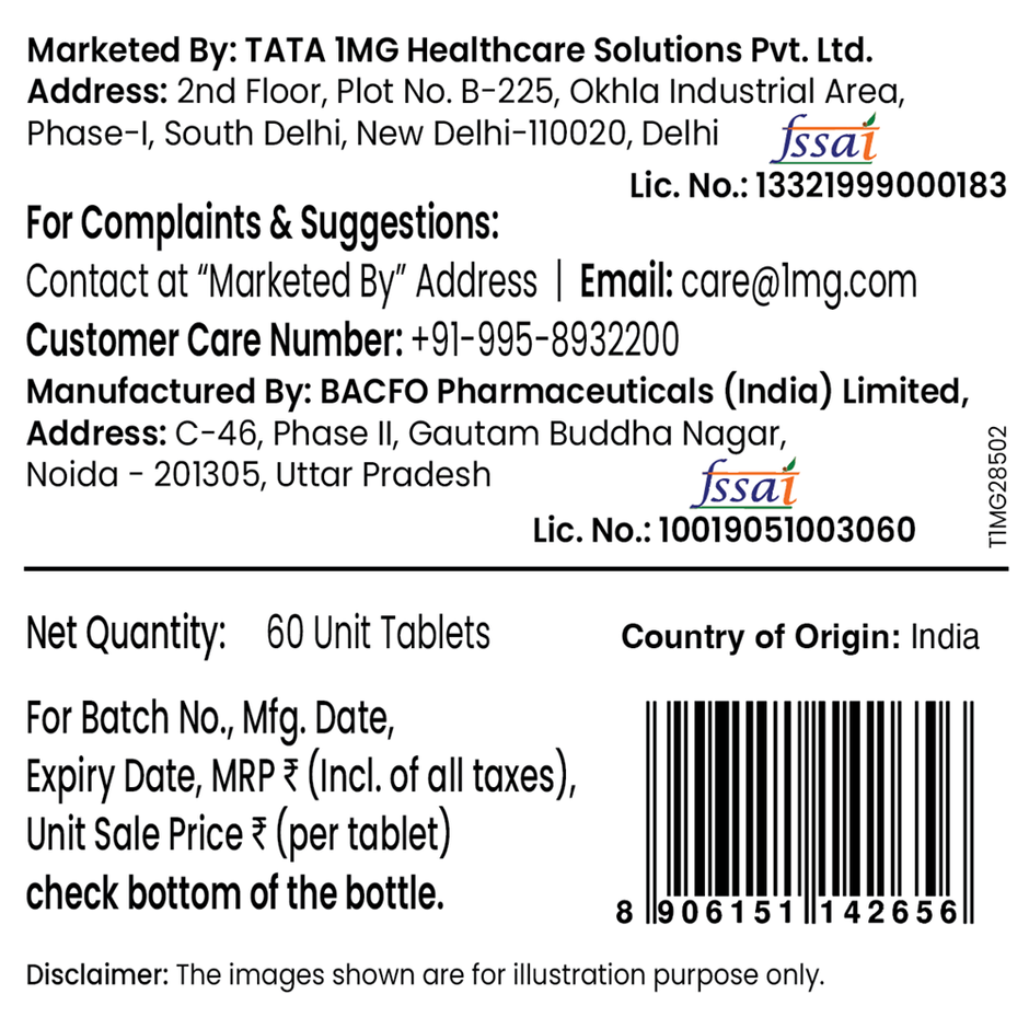 Tata 1Mg Magnesium Glycinate Tablets | High Absorption Chelated Form For Muscle Recovery