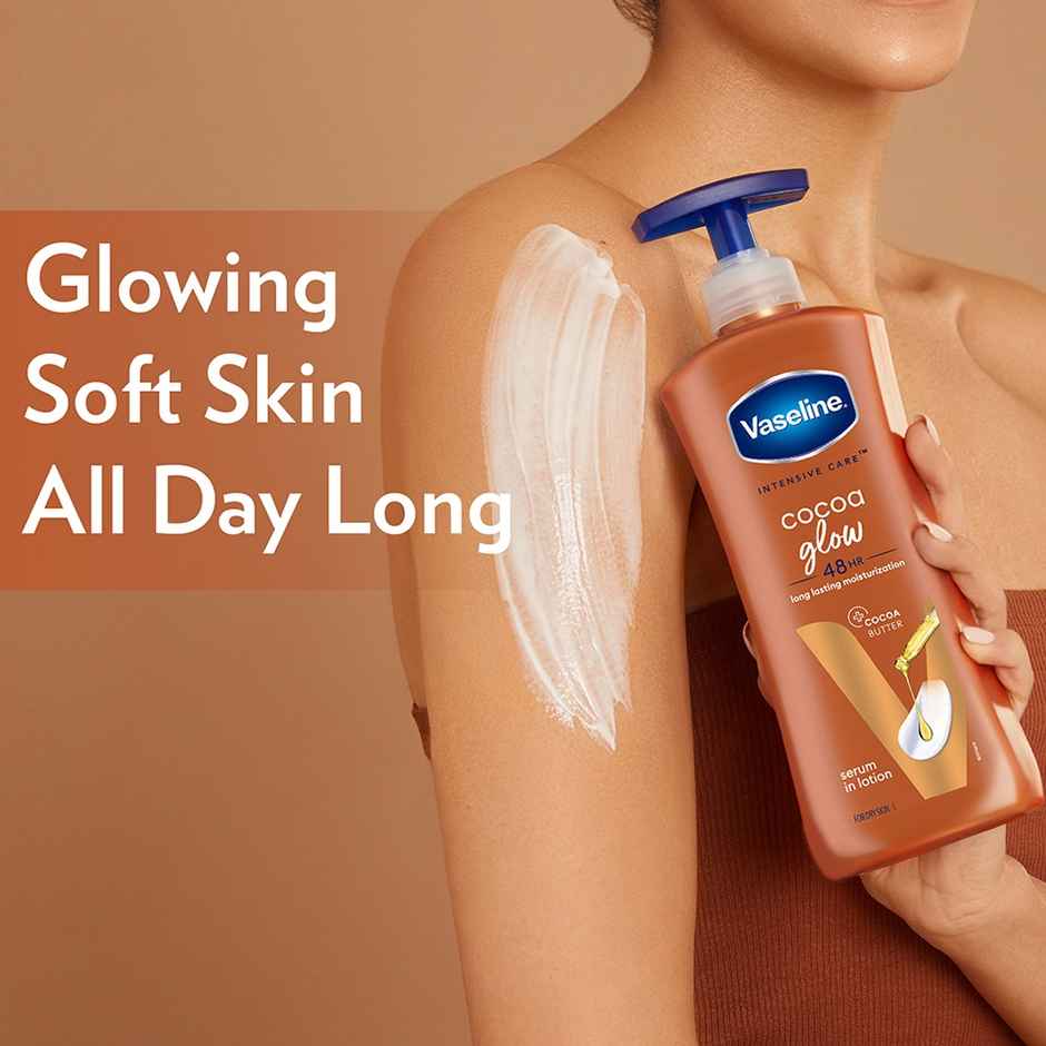 Vaseline Cocoa Glow Serum In Lotion, 100% Pure Cocoa & Shea Butter for Glowing & Soft Skin