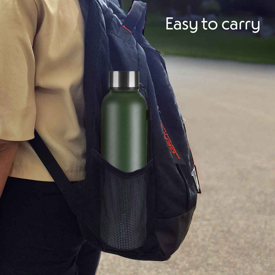 Borosil Laguna Single Wall Stainless Steel Water Bottle | Green | 1 L