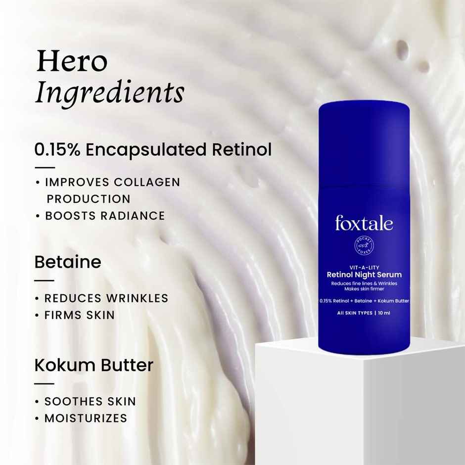 Foxtale 0.15% Beginner Friendly Retinol Night Serum | Anti-Aging Night Cream , Men & Women