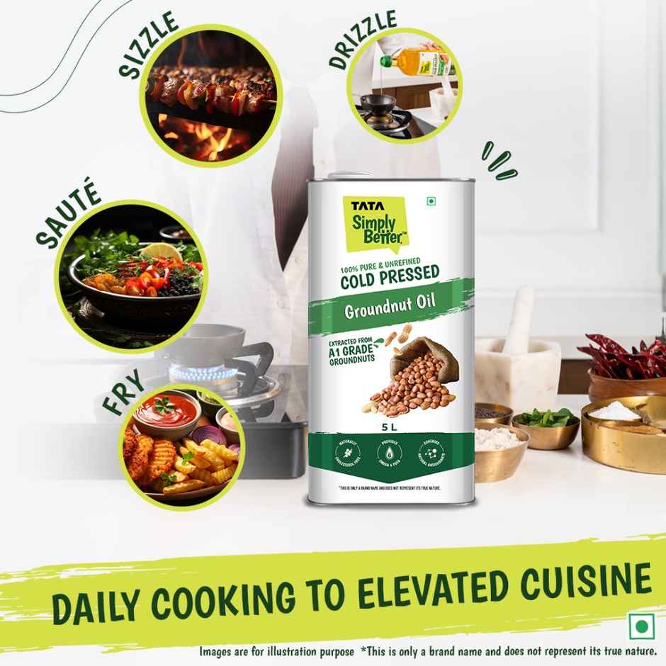 Tata Simply Better Groundnut (Peanut) Cold Pressed Oil | Pure & Unrefined Healthy Cooking Oil